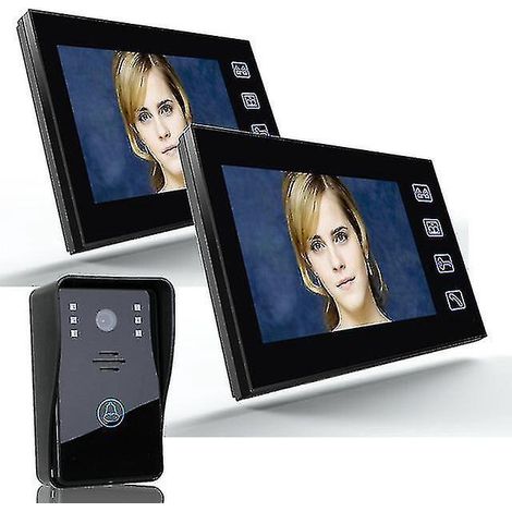 7-Zoll-Video-Türsprechanlagen-Set mit Türklingel, 1 Kamera, 2 Monitoren, Nachtsichtfunktion und 1000 TVL IR-Sperrfilter. (1/5)