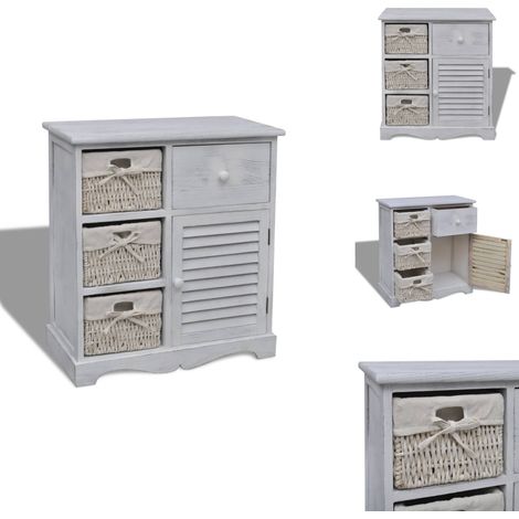 Kommode mit 3 Körben Weiß - Kommode - Holzmöbel - Aufbewahrungsbox - Wohnzimmer Dekoration - Garderobe (1/5)