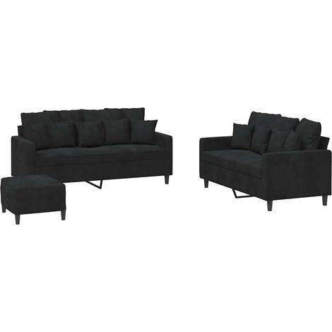 Maison Exclusive - Set di Divani 3 pz con Cuscini Nero in Velluto (1/5)