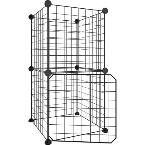 Cage,Enclos pour animaux de compagnie à 8 panneaux et porte Noir 35x35 cm -90477 (1/3)
