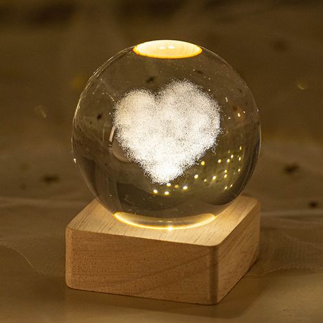 Boule De Cristal Lumineuse - Veilleuse Galaxie Planétaire Astronaute - Alimentation USB - Pour Chambre Enfants Salon - 6 x 8 cm - 1 Pièce (1/5)