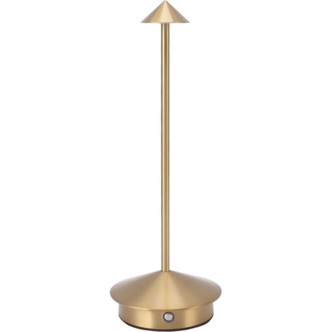 Lampe de table sans fil en fer doré, rechargeable, 3 températures de couleur, veilleuse pour chevet, salon, bureau, doré (1/5)