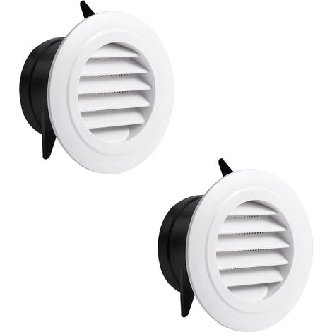 Lot de 2 grilles d'aération, grilles d'évacuation ABS, grilles de ventilation rondes avec moustiquaire, couvercle de ventilation avec moustiquaire, interface Ø 95 mm, pour système de (1/5)
