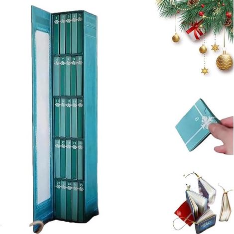 Décoration d'Étagère Magique avec 24 Mini Livres - Calendrier de l'Avent - Mini Calendrier de Livres 2025 - Décoration de Bibliothèque Bleue (1/5)