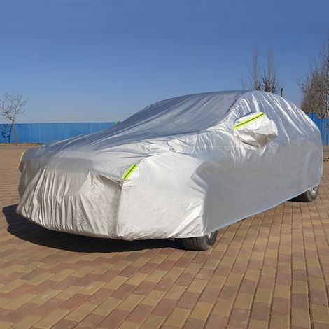Housse de voiture double couche imperméable, protection UV, résistante aux intempéries et isolante thermique, pour véhicule. Housse intégrale extérieure. (1/5)