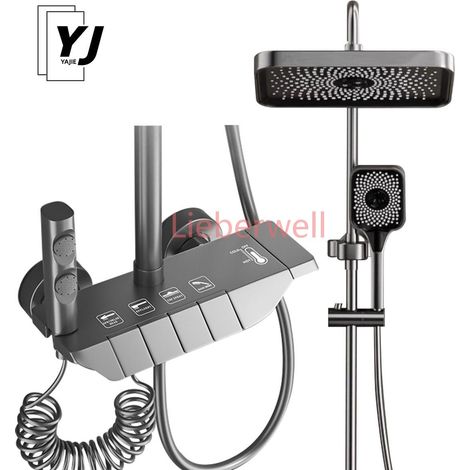 Ensemble de robinetterie de douche thermostatique, pression équilibrée, corps en laiton, robinet de baignoire, ensemble de robinetterie mitigeur eau chaude et froide (1/5)