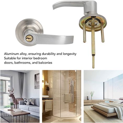 Poignée de porte entrée aluminium avec serrure et 3 clés (1/5)