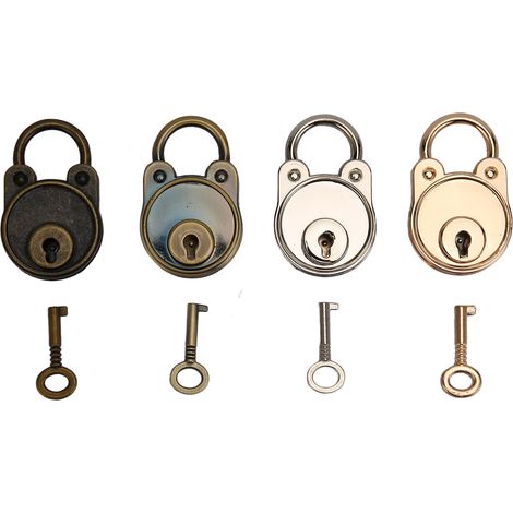 Lot de 4 mini cadenas ours, style rétro, alliage de zinc haute dureté, pour la maison, le bureau et les voyages. (1/5)