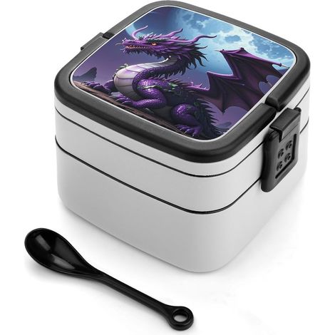 Boîte à bento empilable pour adultes, motif dragon violet (1/5)