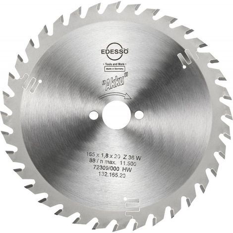 Hoja carburo Akku 165x1,8x20mm Z36 W