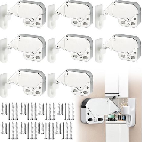 Set di 8 chiusure a scatto, mini chiusure a pressione, serrature a molla per armadietti, mini chiusure per ante di armadi e credenze con viti (1/5)