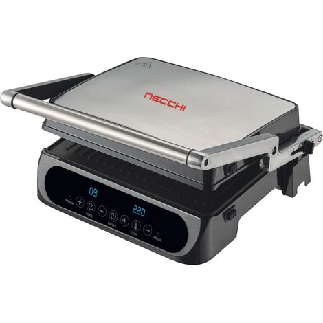 Necchi Gril électrique Premium NCG-216 2000 W Plaques amovibles Ouverture 180° Thermostat réglable