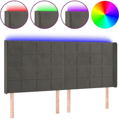 Maison Exclusive - Testiera a LED Grigio Scuro 163x16x118/128cm in Velluto