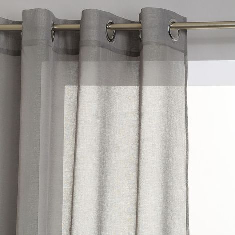 Voilage Couleur Marron Avec Oeillets, Polyester, 240cmx140cm (1/2)