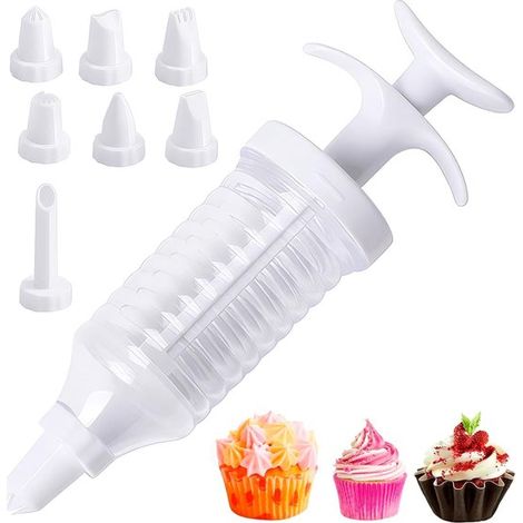 Ensemble de 8 douilles à pâtisserie pour la décoration de gâteaux - poche à douille pour la décoration de desserts - outil de pochage - blanc (1/5)