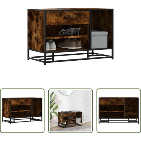 Holzschuhbank - Schuhbank Räuchereiche 80x40x53,5 cm Holzwerkstoff und Metall (1/5)