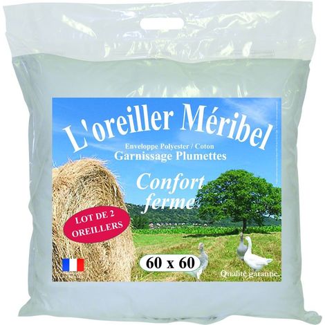 DODO Lot de 2 Oreillers MERIBEL Plumettes 60x60cm