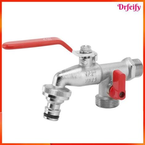 Robinet Séparateur - 1 En 2 - Double Sortie Indépendante - Cuivre Nickelé - Pour Jardin Et Intérieur - 1 Pièce (1/4)