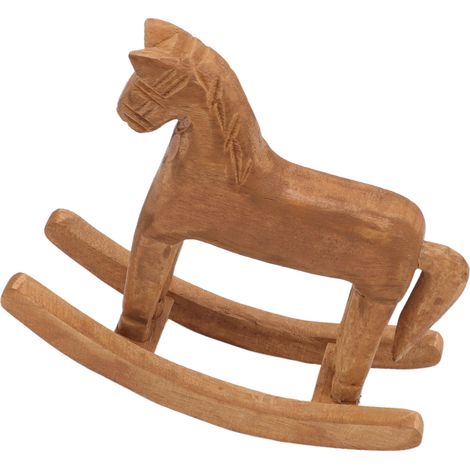 Cheval à bascule en bois ancien porte-bonheur cheval de Troie sculpté à la main décoration de table pour maison hall bureau chambre (1/5)