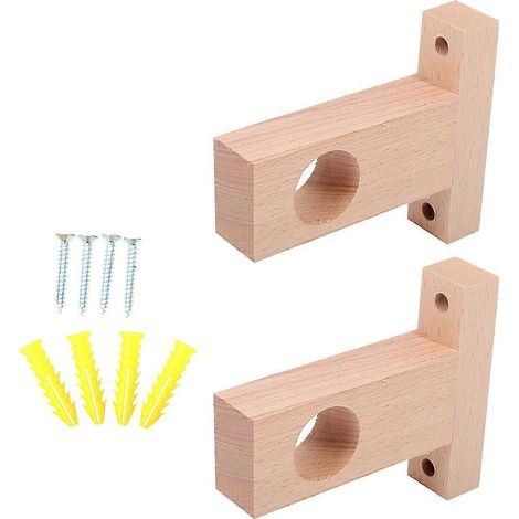 Tringle à rideaux en bois beige, pour usage domestique, 2 supports de tringle (1/5)