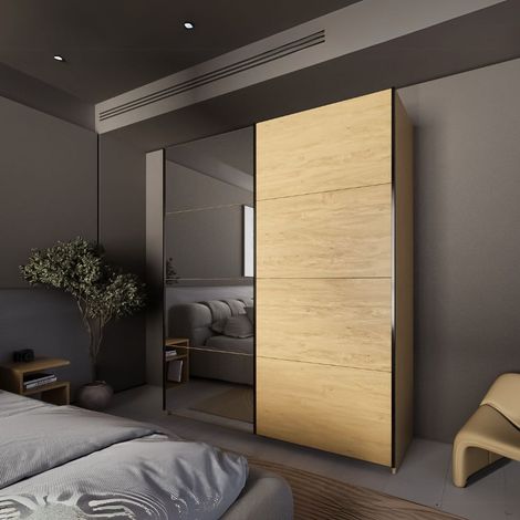 Armadio Zegna 170 2 ante scorrevoli con specchio in rovere (1/5)