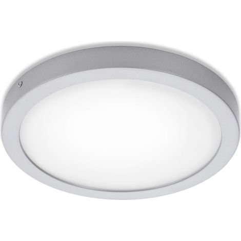 Lampe LED pour montage en surface, plafonnier, plafonnier 21 Watt, 2.000 Lumen, 3.000 Kelvin, rond, chrome mat, 300x32mm (DxH) (1/5)