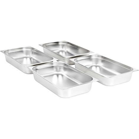 Récipients Gastronorm 4 pcs GN 1/1 100 mm Acier inoxydable CFW56321 (1/5)