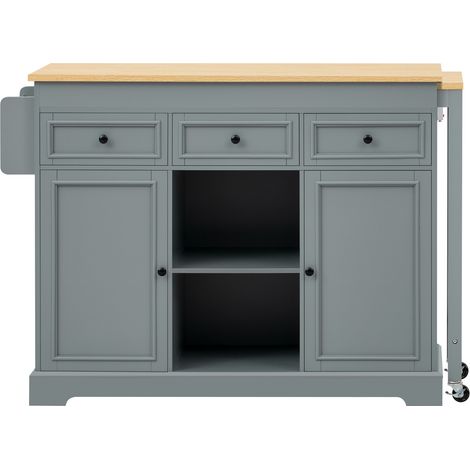 Isla de cocina con ruedas extensible gris 112-188 x 45 x 92 cm HOMVRA (1/5)