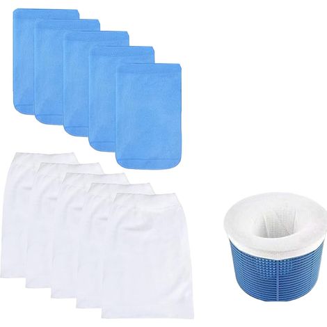 10 x Chaussette Skimmer Piscine, Chaussettes Skimmer Piscine Panier en Nylon Élastique Ultra-Fin, Filtre Skimmer Piscine pour Capturer Feuilles et Débris, 5 Blancs et 5 Bleus, Prefiltre Skimmer (1/5)