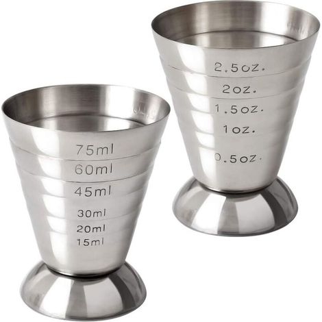Edelstahl Cocktailklammer, 2,5 oz, 75 ml, 5 Esslöffel, 2-Packungen