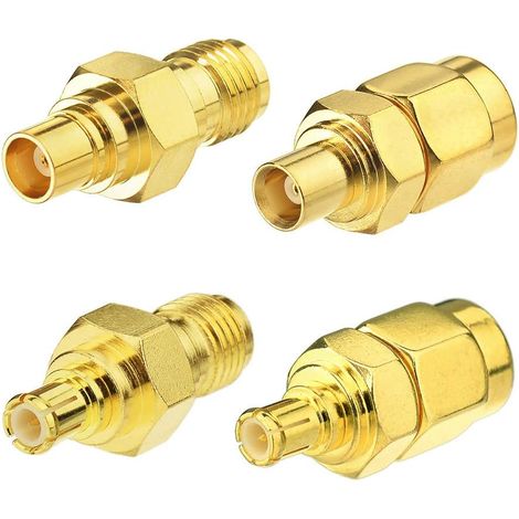 4 Adaptateur SMA à MCX, Laiton Plaqué Or, Pour Antenne 4G WiFi GPS Routeur Autoradio