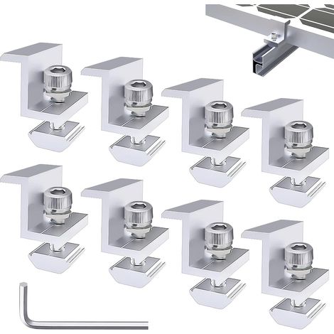 8 Pièces Supports Panneaux Solaires, Support Panneau Solaire Camping Car, Fixation Panneau Solaire, Support Z Solaire pour Camping-Car, Bateau, Van, Toit, Abri de Jardin (1/5)