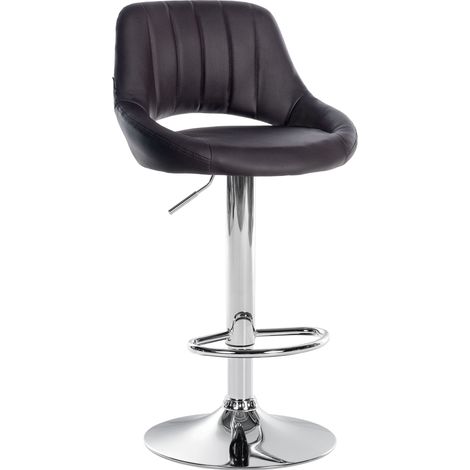 Sgabello da bar x1 con poggiapiedi girevole e regolabile in PVC marrone e metallo 100005209