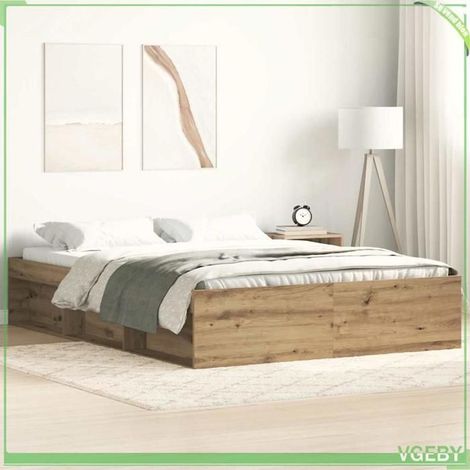Cadre de lit - 3328835 - Chêne artisanal - 120x200 cm - Rangements sous le lit (1/5)