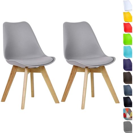 WOLTU 2 x Esszimmerstühle 2er Set Esszimmerstuhl Design Stuhl Küchenstuhl Holz, Grau