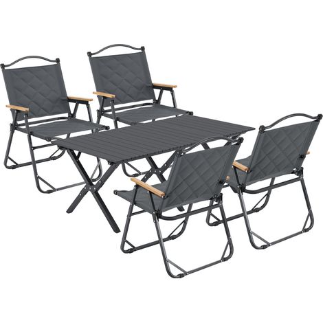 Conjunto de mesa y 4 sillas de camping en tejido Oxford 600D gris 030010695 (1/5)