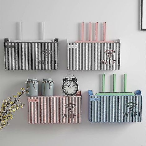Aufbewahrungsbox für WLAN-Router, Wandhalterung aus ABS-Kunststoff, Kabelhalterung-Gray