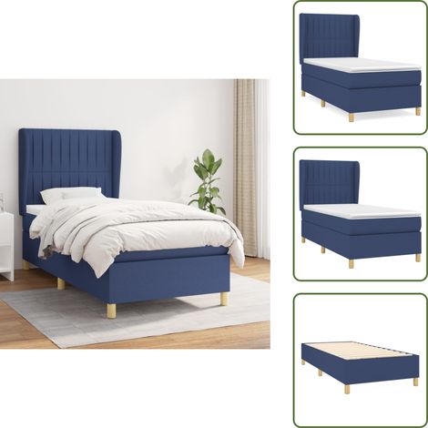 Letto con materasso a molle insacchettato - vidaXL Giroletto a Molle con Materasso Blu 100x200 cm in Tessuto - Letto con materasso morbido
