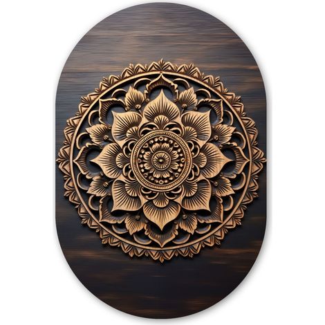 CERCHIO DA PARETE Mandala - Legno - Fiori - Marrone 40x60 cm (1/3)