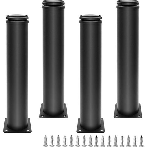 4 pieds de meuble réglables en acier inoxydable noir avec vis - 40 cm (1/5)