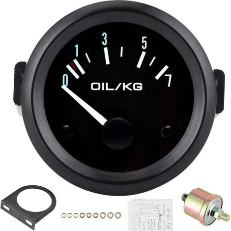 Jauge de pression d'huile universelle 12V 07kg/cm 52mm Dia Instrument de voiture avec capteur lumière LED blanche (1/4)