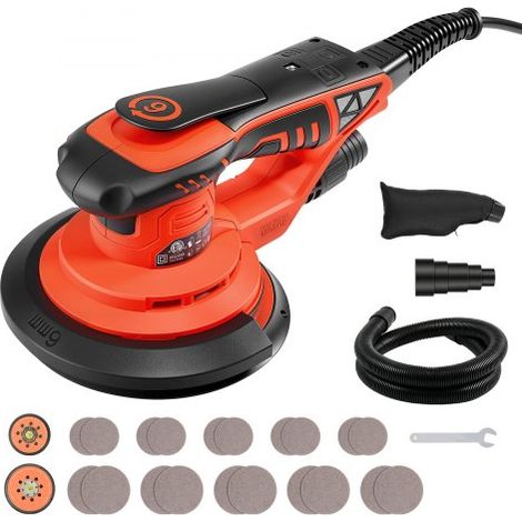 Ponceuse Excentrique 127/152 mm 400 W Ponceuse Orbitale sans Balais pour Ponçage de Bois,7 Vitesses Variables 4000-10000 tr/min,avec 20 Disques Abrasifs,Sac à Poussière,Tuyau d'Aspiration (1/3)