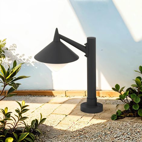 Stehleuchte außen Hof Garten IP44 Grau E27 40 cm Aluminium Vintage Wegeleuchte