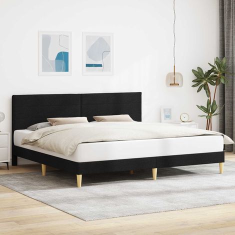 vidaXL Struttura del letto con testiera Nero 180 x 200 cm Tessuto (1/5)