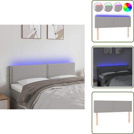 LED Kopfteil Hellgrau 144x5x78/88 cm Stoff - LED Kopfteil - Bett Kopfteil - Kopfteil Hellgrau - Leselampe Bett - Nachttischlampe