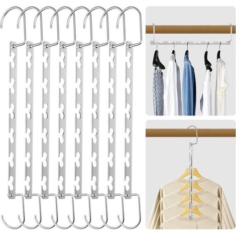 Cintres Cintres Magiques en Acier Inoxydable 6 Trous Support Antidérapant Support de Séchage Pliant Multifonctionnel Cintres peu Encombrants pour Accrocher Votre Manteau Epaisvotre Pantalon(Lots de 8) (1/5)