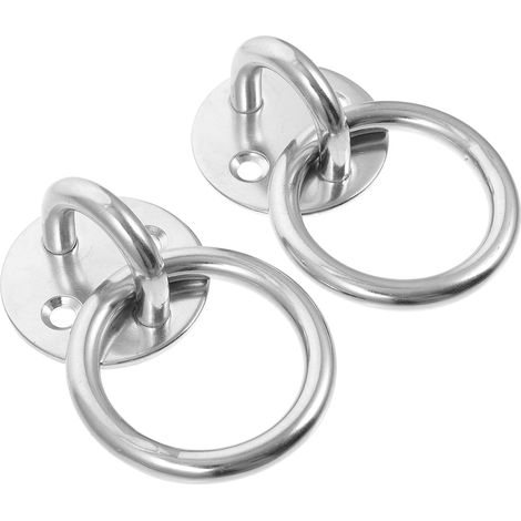 Kit Suspendre pour Balançoire 2 Pièces en Acier Inoxydable Argenté, Crochet D'ancrage de Plafond Rond Robuste pour Charges Lourdes, Support Pivotant pour Chaises Suspendues