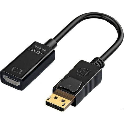 4K DisplayPort-zu-HDMI-Adapter, unidirektionaler DP 1.2-Stecker auf HDMI 1.4-Buchse-Adapter, DP-zu-HDMI-Konverter, kompatibel mit PC-TV-Monitor, Dell HP-Projektor und mehr