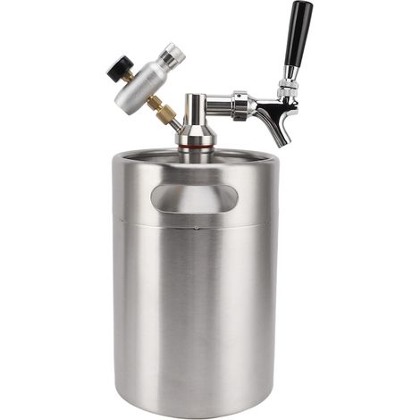 Mini baril de bière pressurisé en acier inoxydable 5L, avec distributeur de jauge 60psi, Valve de sortie, fût de café pour magasin et maison (1/5)