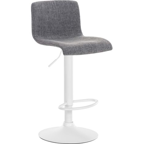Sgabello da bar x1 con poggiapiedi girevole schienale curvo in tessuto grigio chiaro e metallo bianco 100004980
